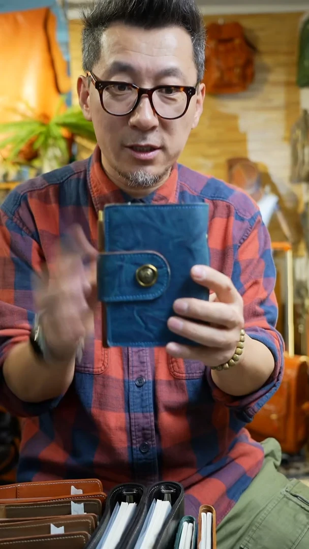 牛皮（革）14号 A7活页本蓝色  瑕疵特价