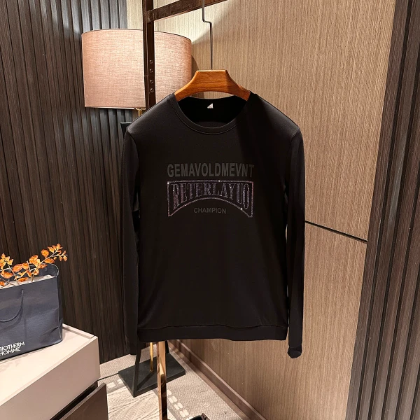 【轻奢休闲 烫钻工艺】 2025秋季新款男士高档简约百搭纯色圆领卫衣