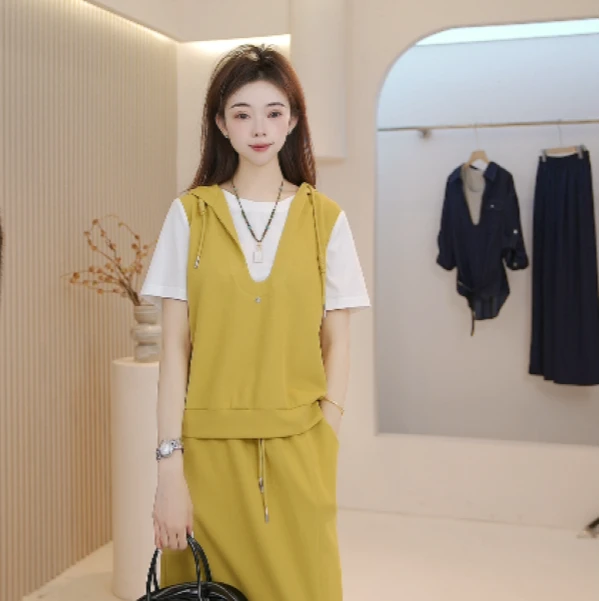 Basic House/百家好夏季韩系显瘦休闲宽松时尚轻奢套装A25XL155