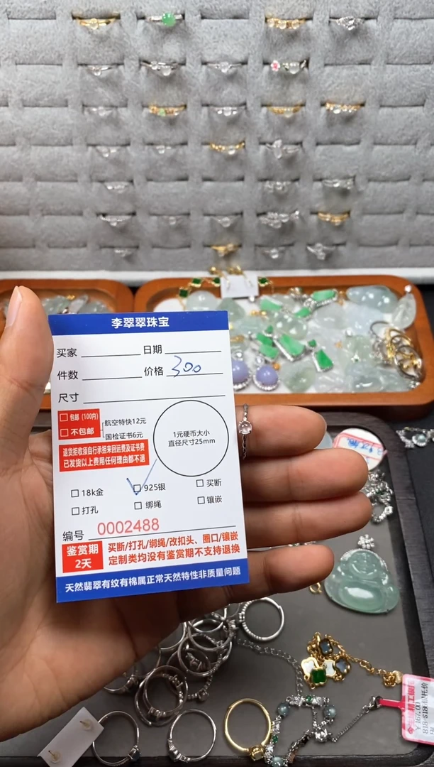 颈饰银S925镶嵌翡翠红*莎1