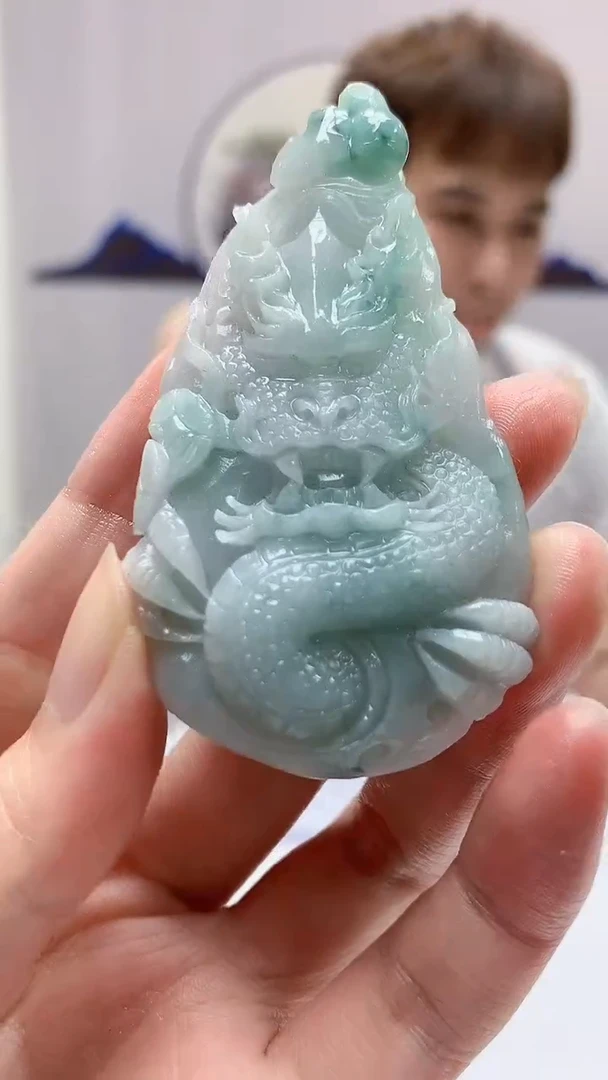 【闪购商品】定制翡翠未镶嵌4868zm-毛货挂件44龙牌