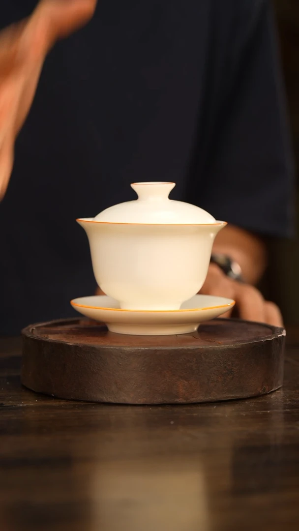 21柴房陶瓷汝瓷三才盖碗