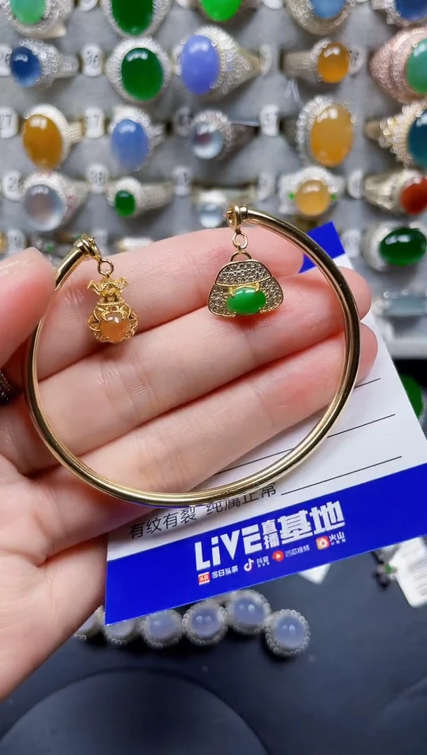 银S925镶嵌手镯翡翠172