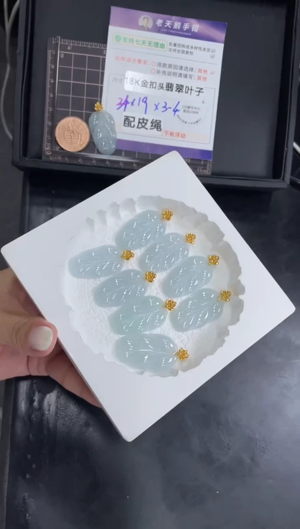 银S925镶嵌挂件翡翠叶子FL3配绳/多样性发其一CP