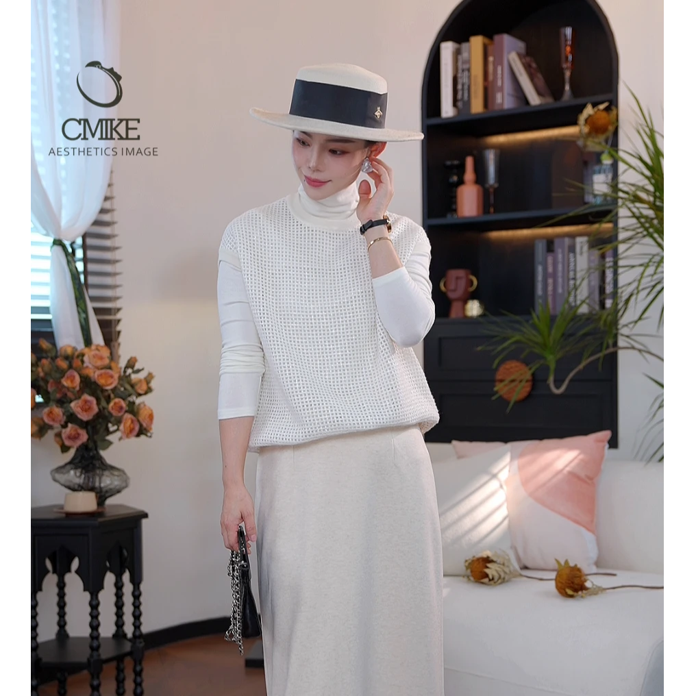 【蜜客严选】时尚气质百搭圆领女士针织背心羊毛毛衫2501M000022