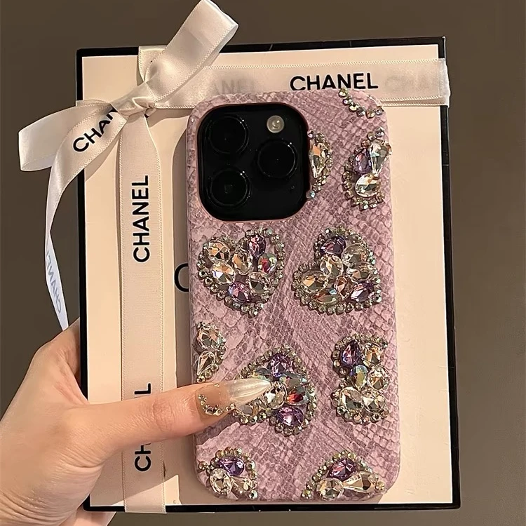 ins奢华紫蛇纹紫银钻适用苹果16pro手机壳15promax高级感14pro新