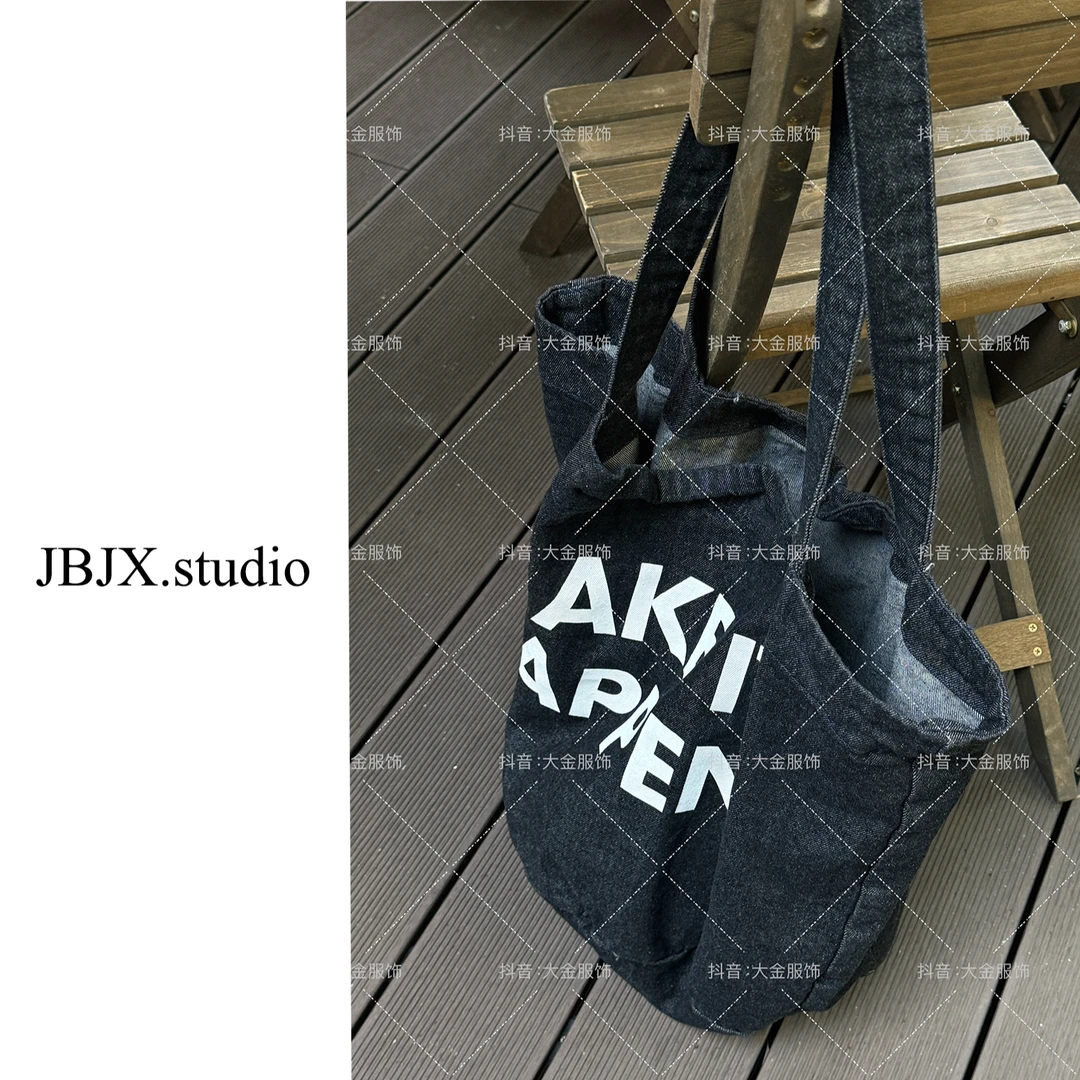 JBJX【超大容量 黑灰牛仔帆布包】百搭黑色休闲小众潮流单肩