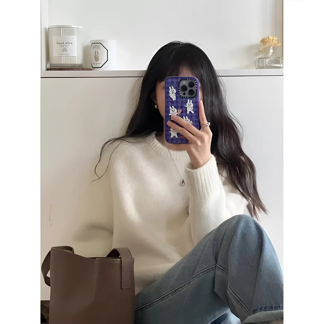 福利--拍下选择编码---秋冬宽松慵懒风圆领韩版套头长袖毛衣女