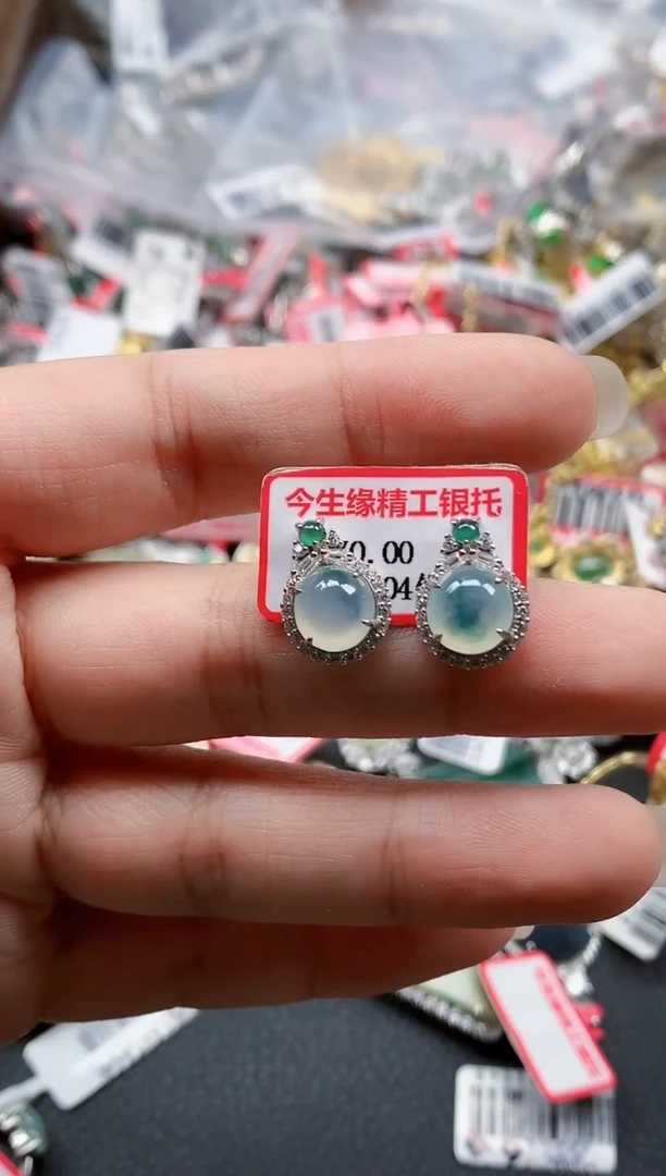 银S925镶嵌戒指翡翠天然A货缅甸翡翠
