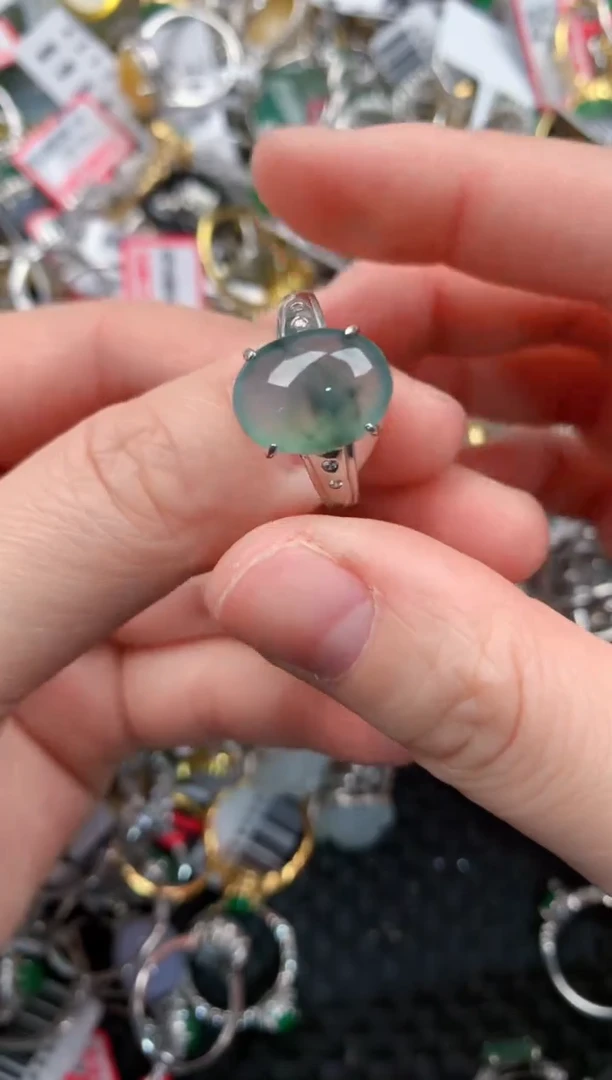 银S925镶嵌戒指翡翠111   3