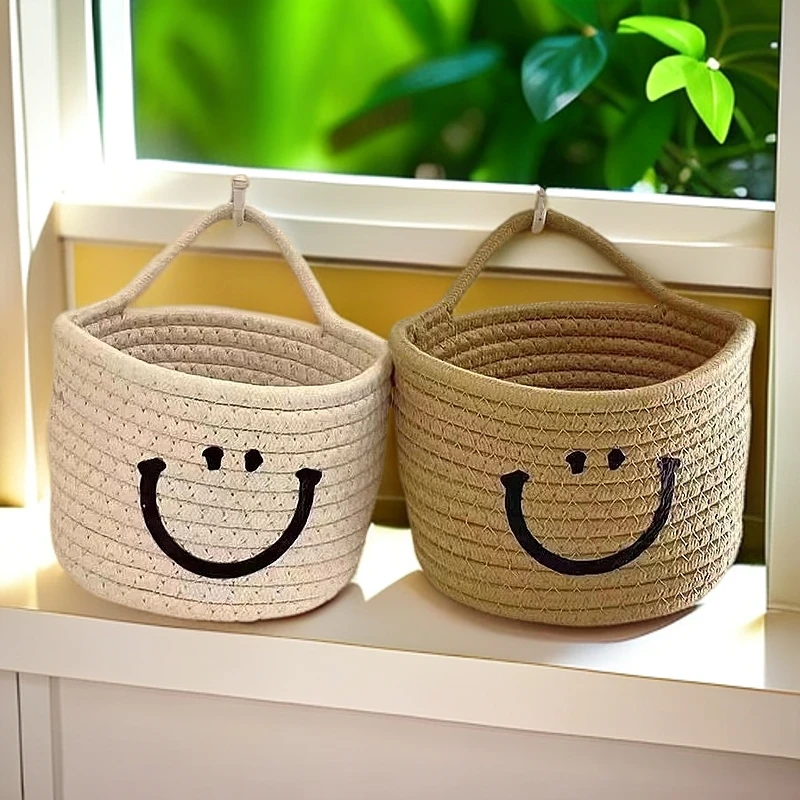 棉绳编织桌面编织桌面钥匙收纳筐棉绳手工床头专用炒菜杂物整理盒