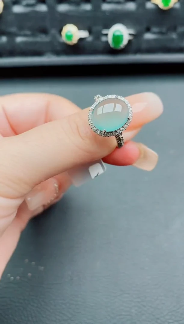 翡翠戒指银S925镶嵌天然a货翡翠255