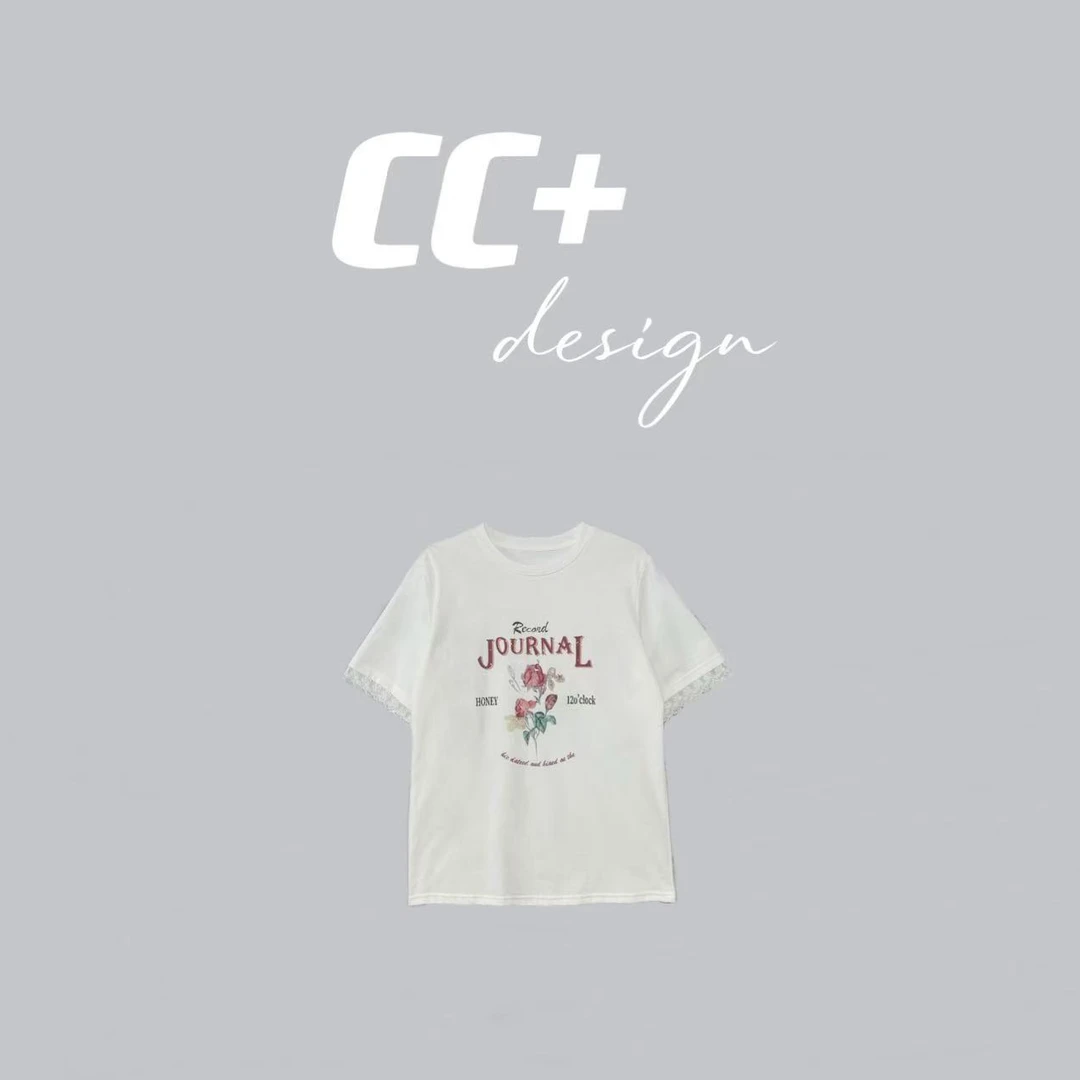 《清仓五折福利》宽松花朵印花花边T恤女1006#