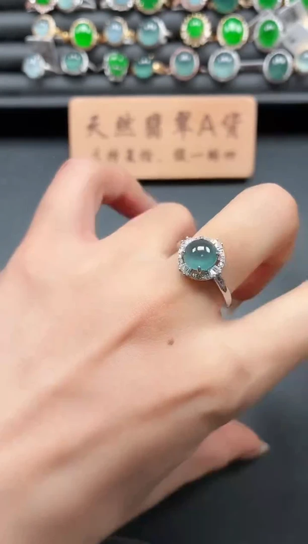银S925镶嵌戒指翡翠11