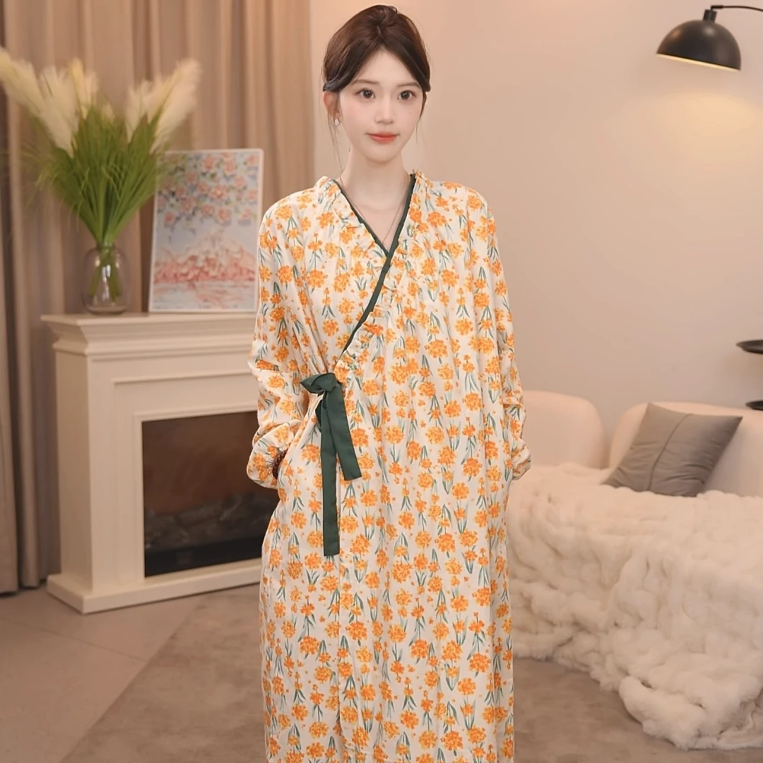 板栗小姐【有米花】新款女春秋甜美风高级家居服套装可外穿