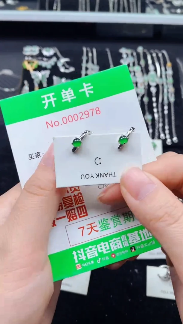 【闪购商品】翡翠耳饰银S925镶嵌2978