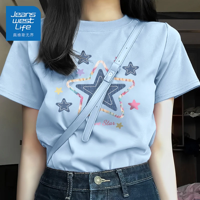 真维斯无界夏季新款纯棉亲肤舒适透气宽松短袖T恤休闲时尚百搭款y