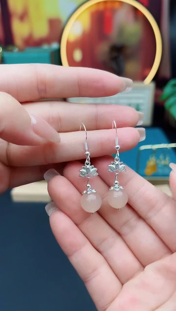 玛瑙/玉髓耳饰银S925镶嵌324