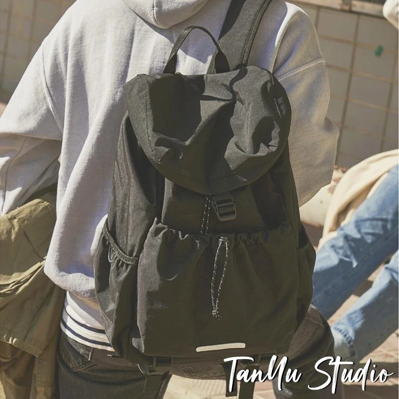 探屿百搭抽绳双肩包男女户外运动登山背包小众旅行大学生尼龙书包