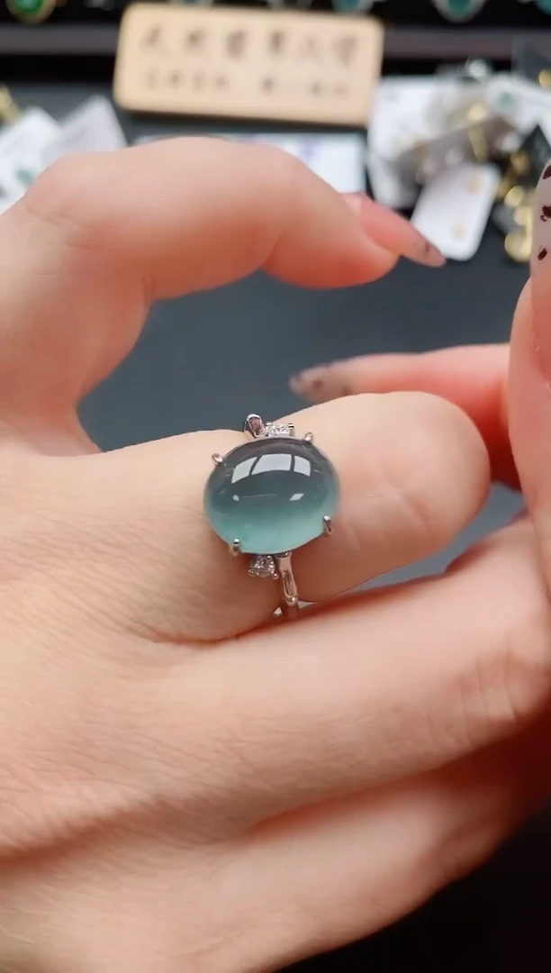 银S925镶嵌戒指翡翠1