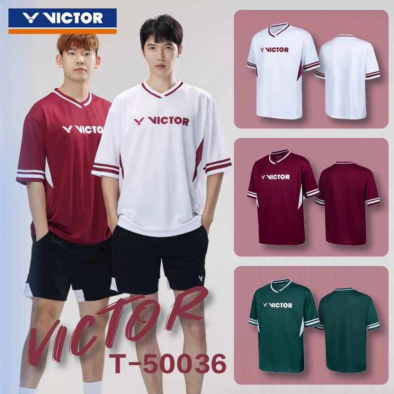 VICTOR/威克多T-50036宽松版休闲速干文化衫中性款羽毛球服