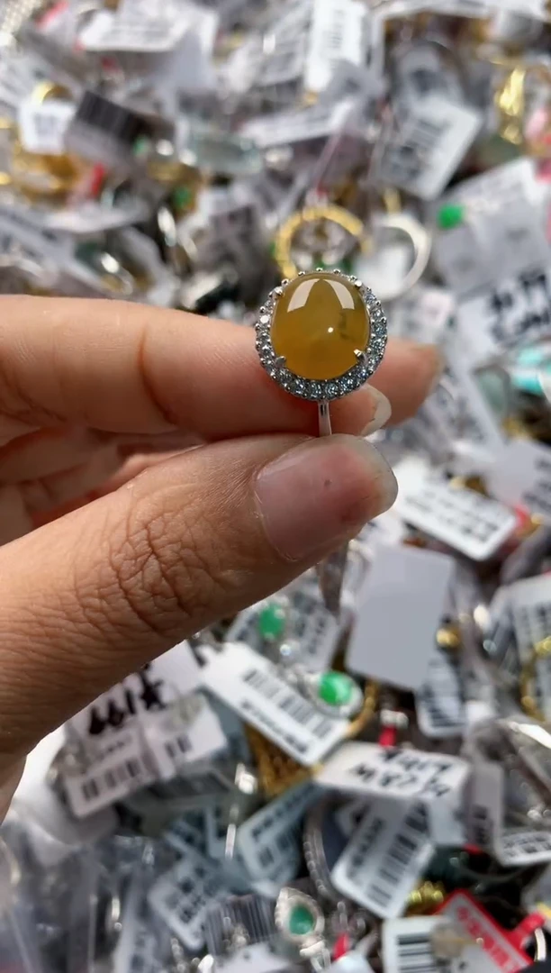 银S925镶嵌戒指翡翠12      7