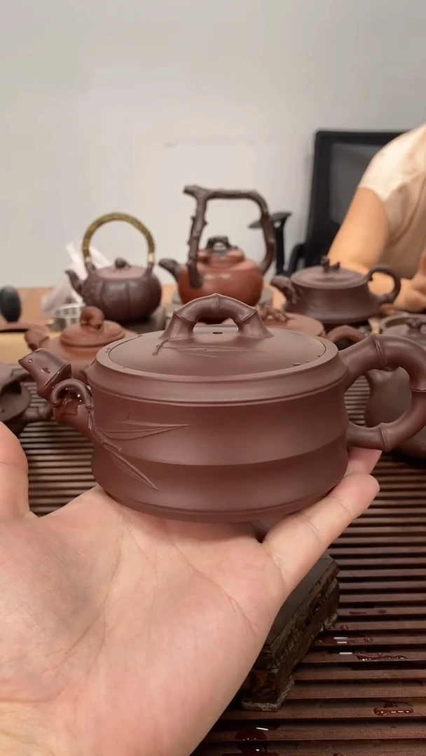 茶壶紫砂微瑕不退换230毫升宽口竹段紫泥