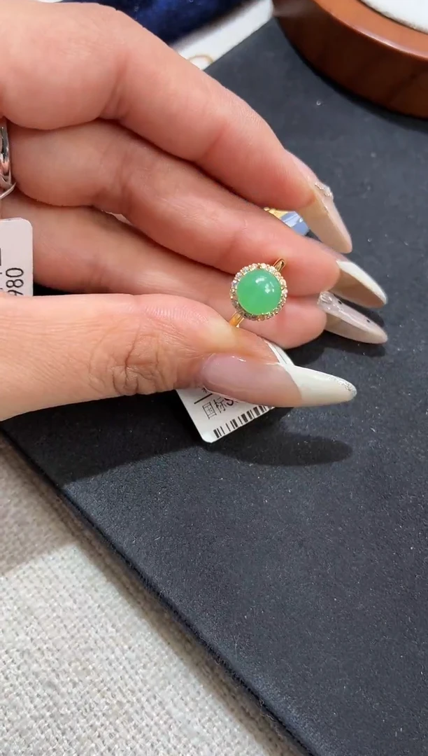 吊坠(不含链)银S925镶嵌翡翠戒指