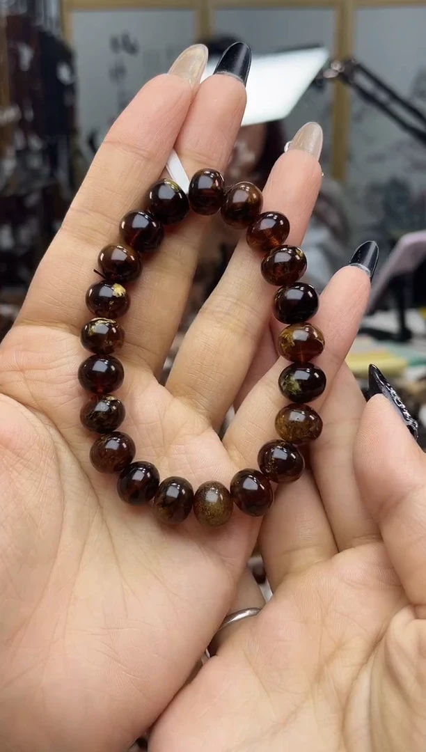 未镶嵌琥珀裸石10+血蜡妖花手串