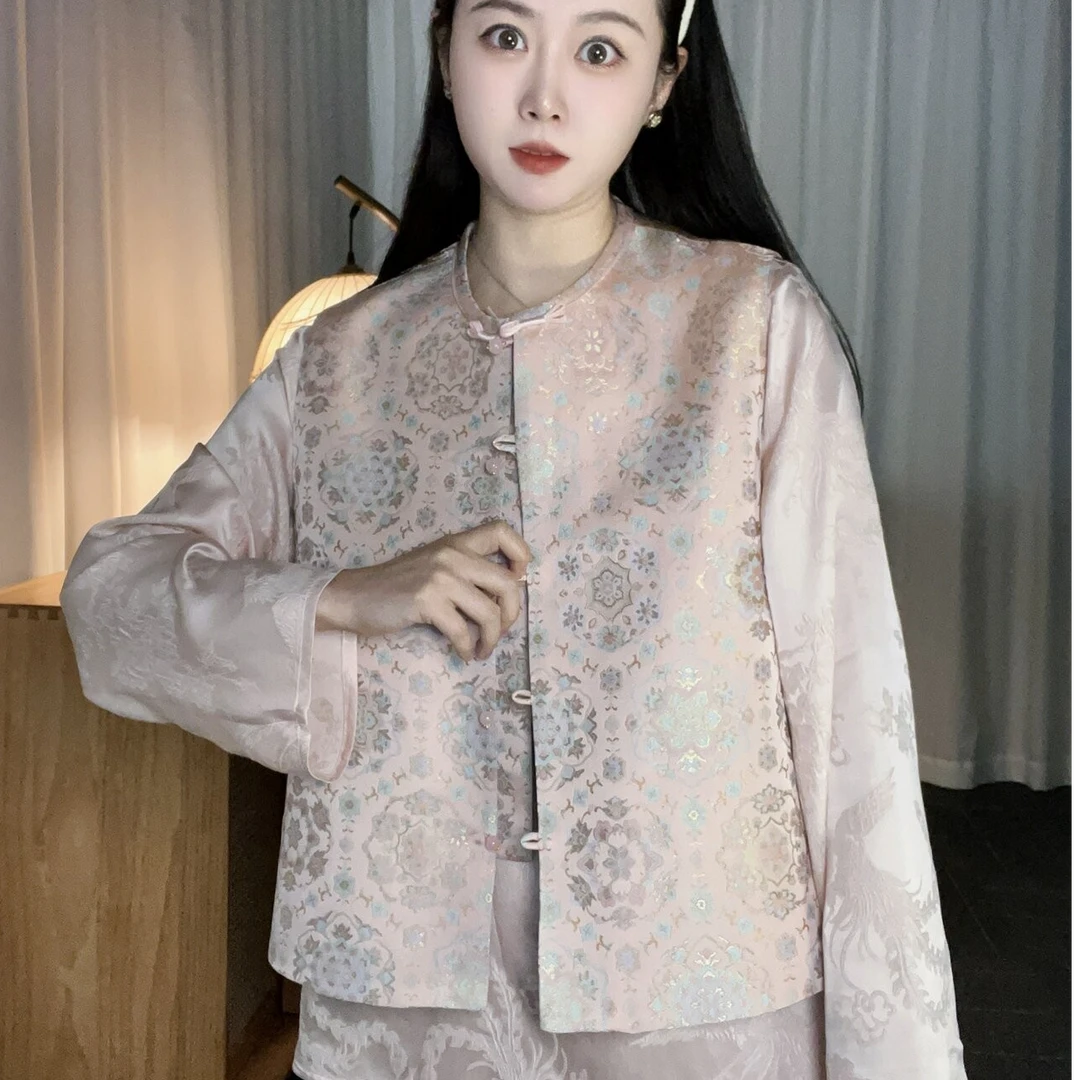 冰淇淋宝相花真丝宋锦新中式马甲织金女春夏新款