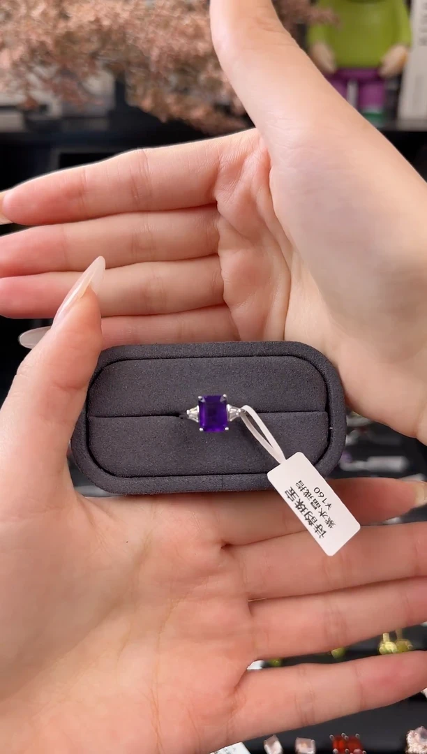 银S925镶嵌戒指水晶紫水晶戒指