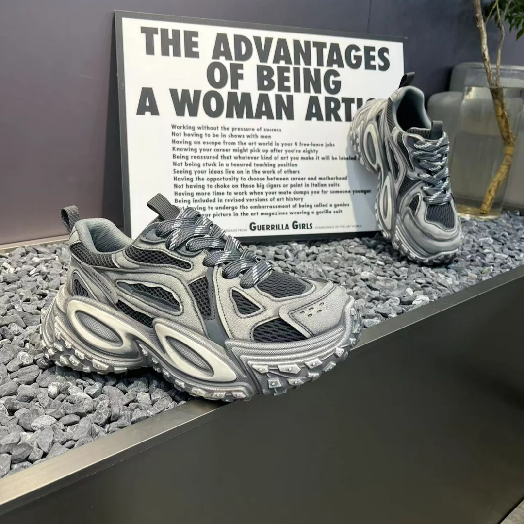 Z-2025新品榴莲厚底休闲复古风做旧时尚男士潮流老爹鞋