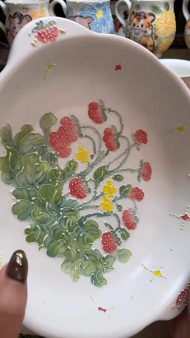 一味*草莓满天星双耳盘