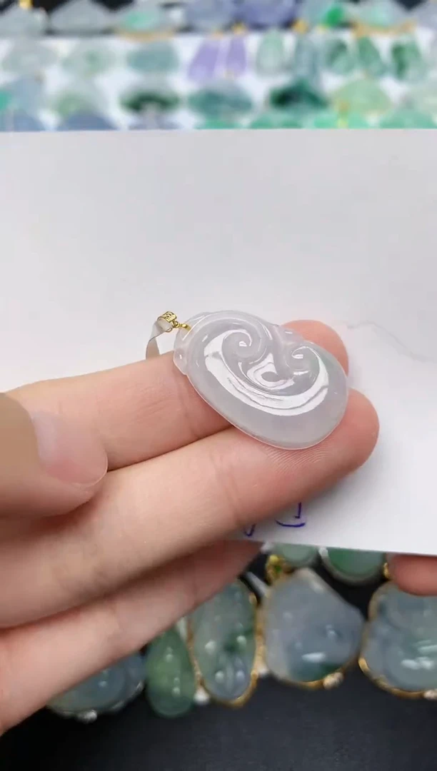 颈饰18K金镶嵌翡翠天然缅甸A货翡翠百元以上9元证书费自理