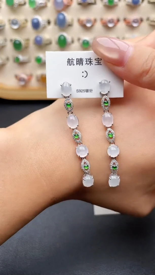 银S925镶嵌戒指翡翠一物一证一礼盒