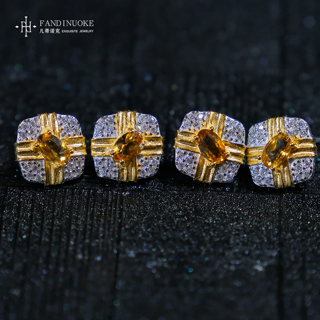 【加加专属】21 MJ39820-s925银黄水晶耳钉-多样性发一件-2*4mm