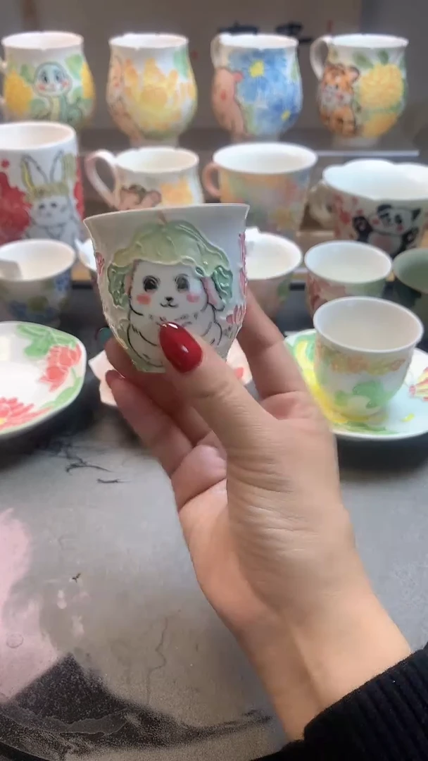 一味*手绘*荷冠杯