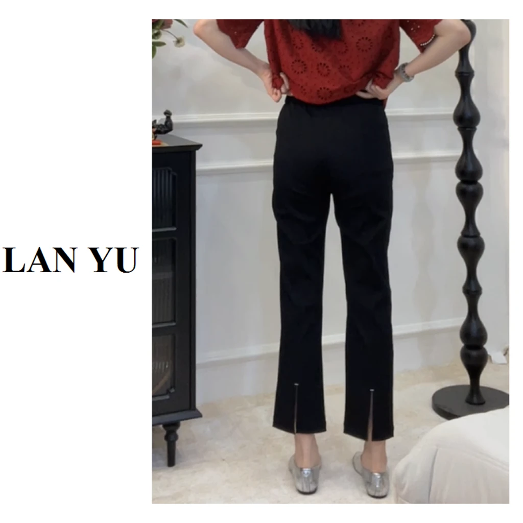 【极简主义】2025春款小众四面弹全松紧高腰显瘦小黑裤夏西装裤