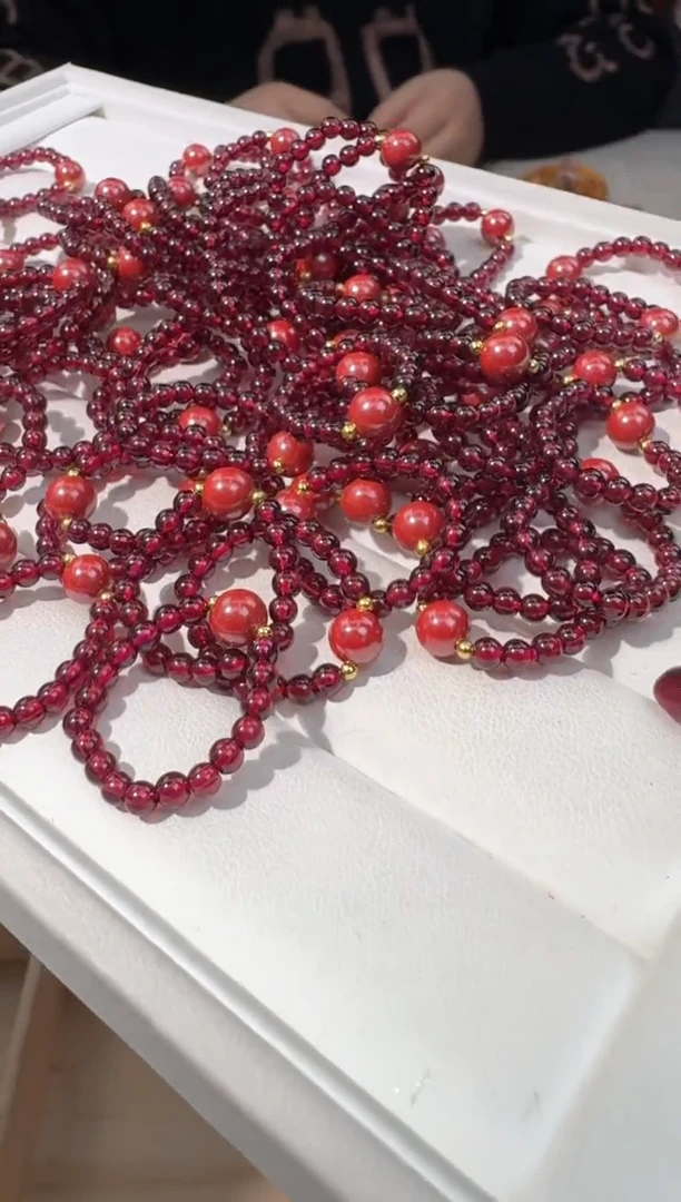 【闪购商品】水晶手链未镶嵌D207石榴石朱sha戒指