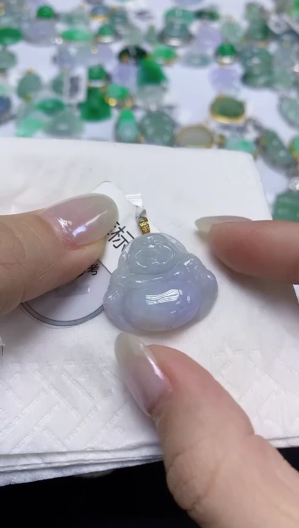 颈饰18K金镶嵌翡翠天然缅甸翡翠A货百元以上9元证书费自理