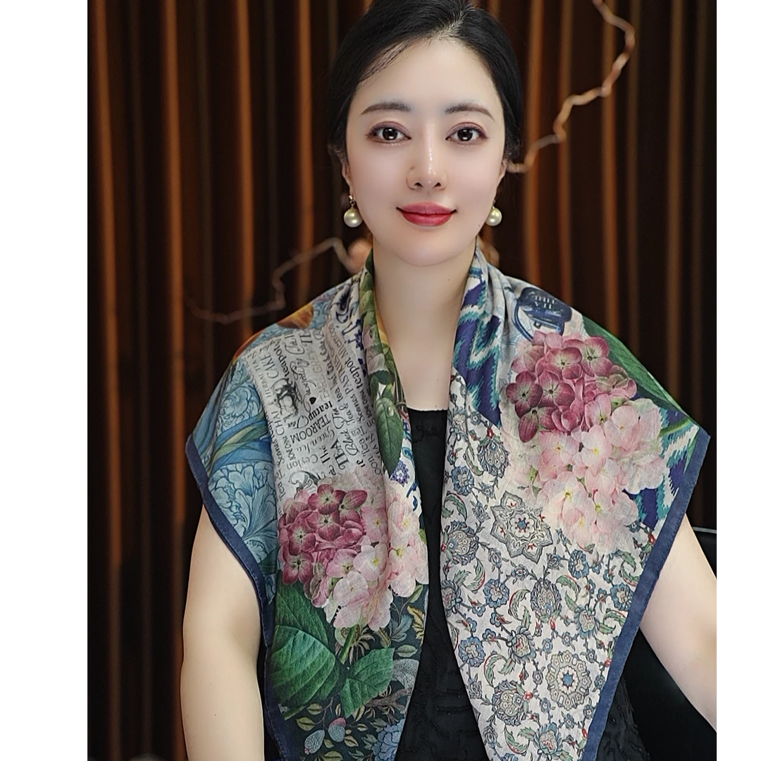 【如花】90*90丝毛方巾女士双面色百搭围巾披肩四季款洋气