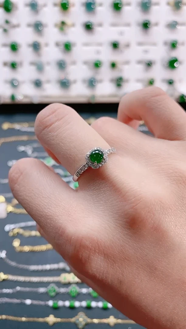 【闪购商品】翡翠戒指银S925镶嵌天然翡翠