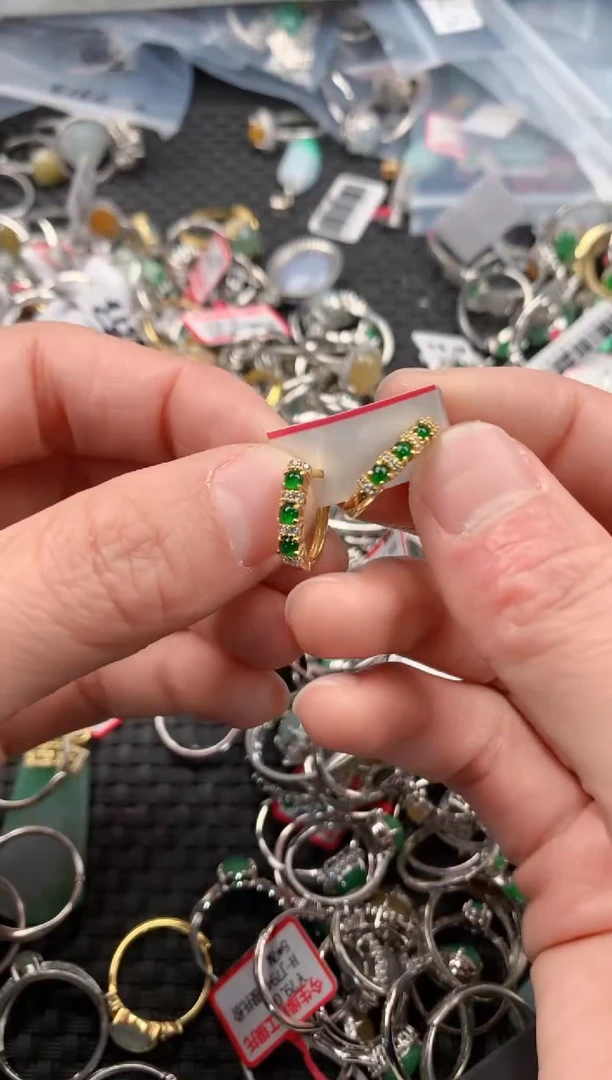 银S925镶嵌戒指翡翠444   8