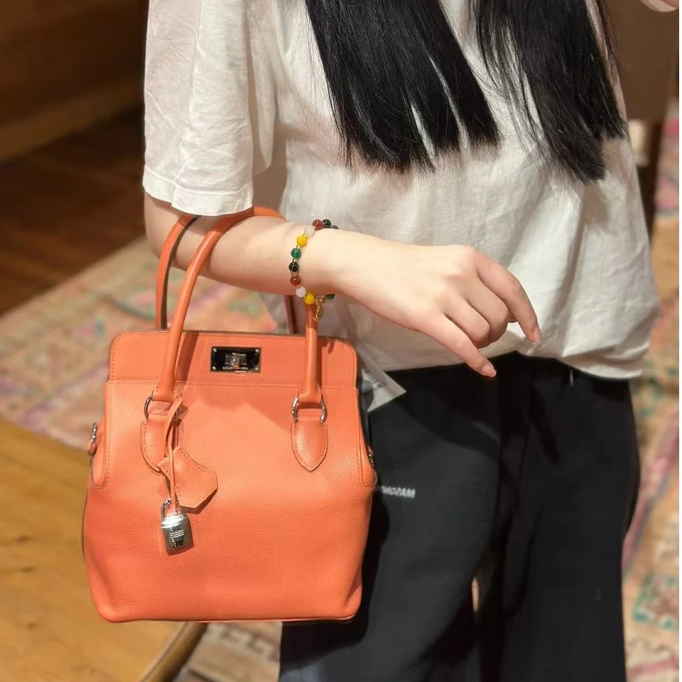 99新 Hermes/爱马仕 爱马仕牛奶盒子爱玛仕橙R单肩包8751091