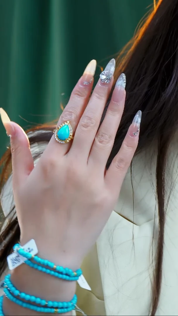 【闪购商品】绿松石戒指银S925镶嵌发货一件