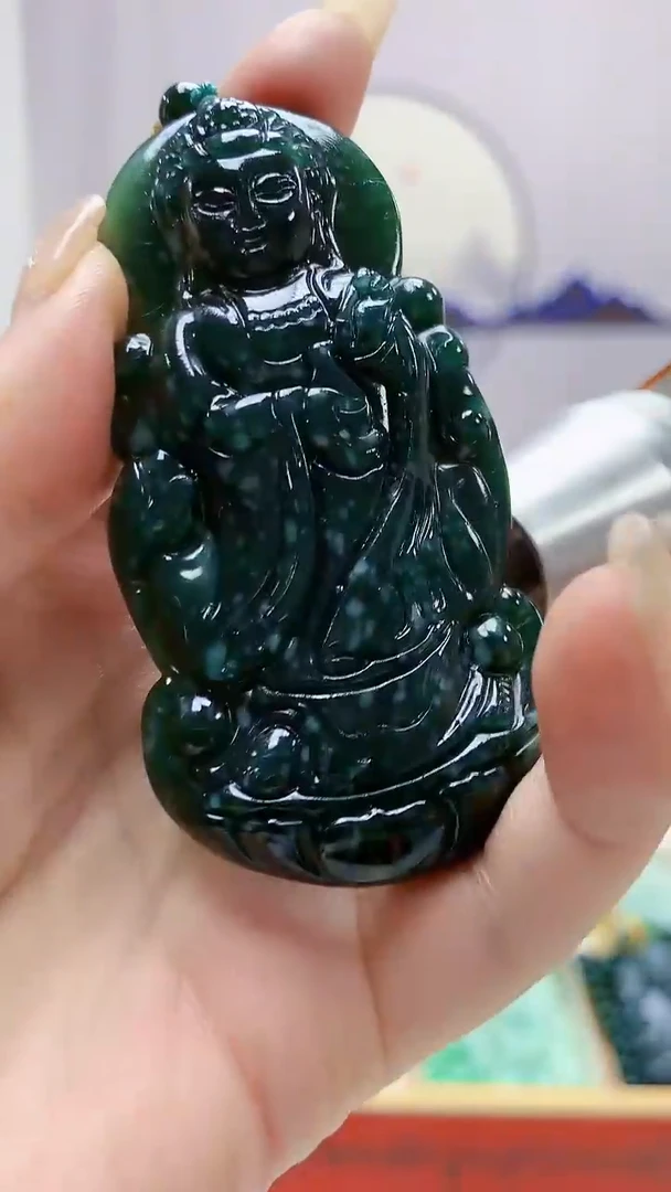 定制翡翠未镶嵌4812ms-毛货挂件赠珠链43