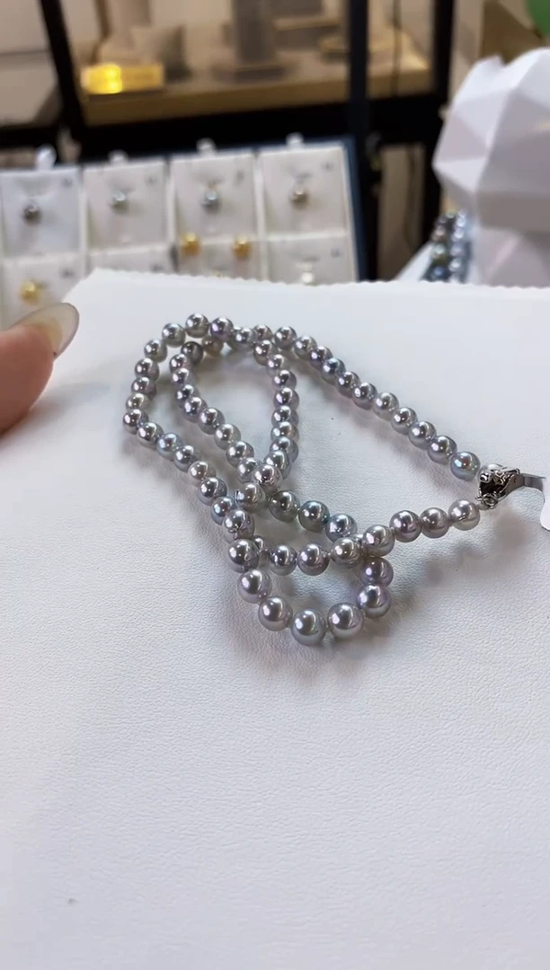 项链未镶嵌海水珍珠5.5-6真多麻项链