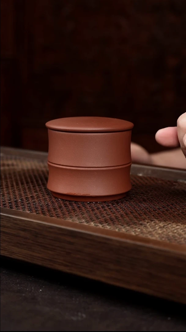 茶壶紫砂底槽清竹节茶叶罐