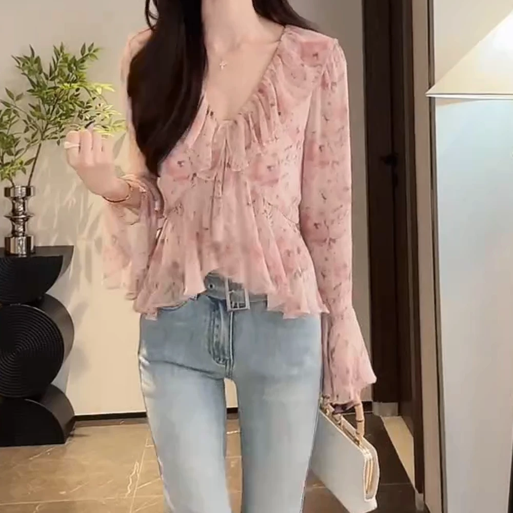 “粉色浪漫”夏季上新小众法式碎花甜美设计感显瘦收腰气质女装上衣