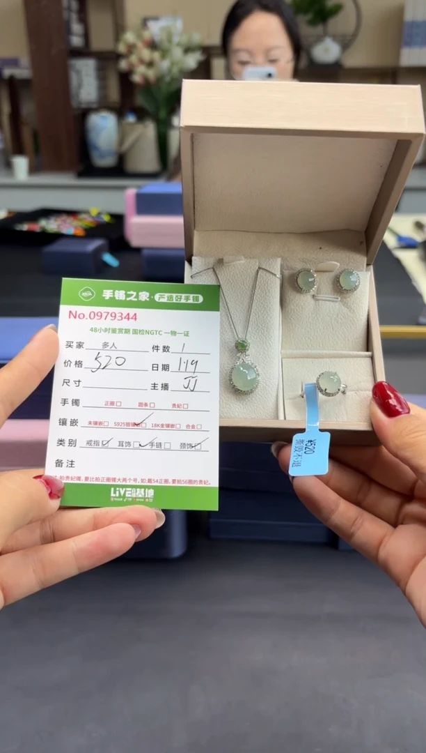 【闪购商品】翡翠套链银S925镶嵌多人